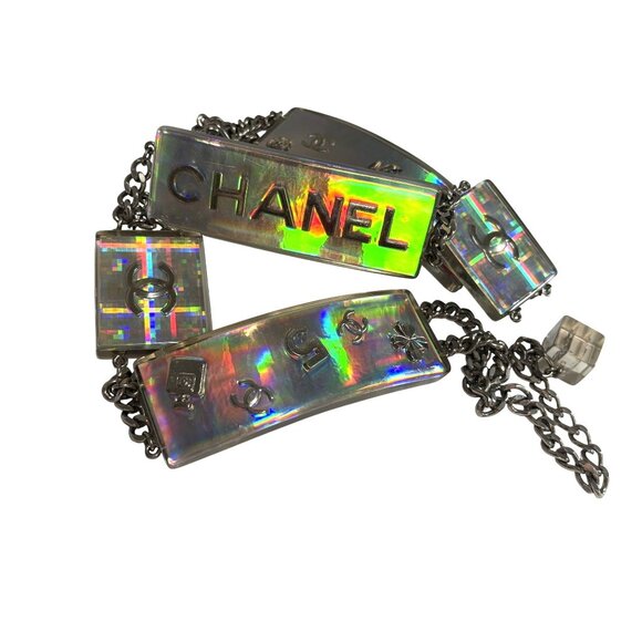 CHANEL 1997 Vintage Holographic Lucite Chain Belt main image 7